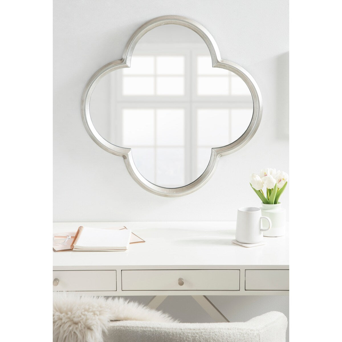 Kate and Laurel Krisi Scalloped Framed Wall Mirror