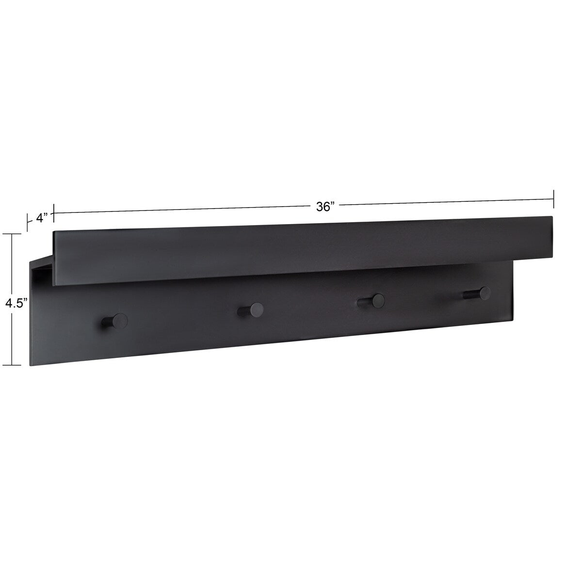 Kate and Laurel Levie Wood Wall Shelf Ledge with Knobs - 36x7.5x4.5