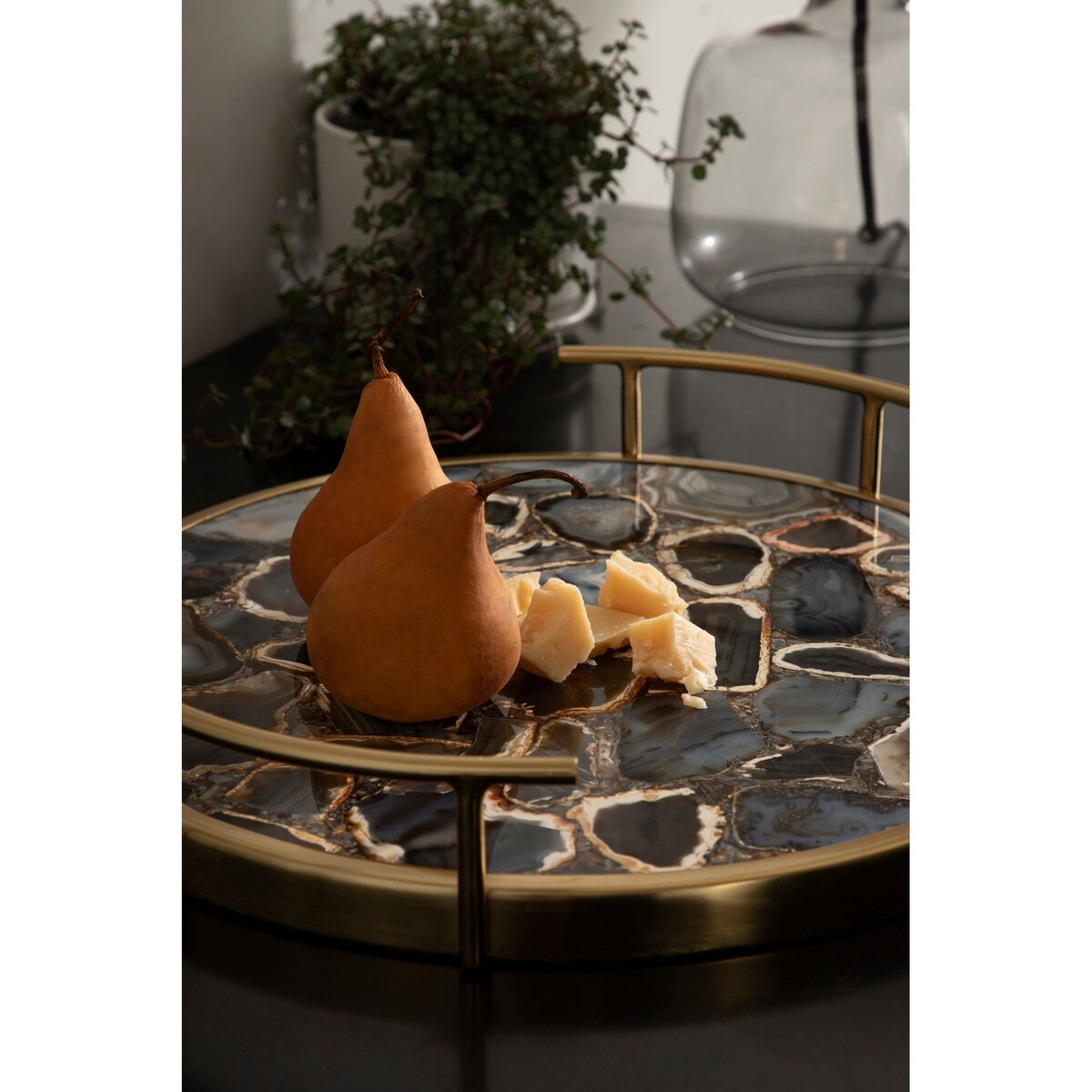 Kate and Laurel Marbury Round Metal Tray