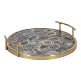 Kate and Laurel Marbury Round Metal Tray