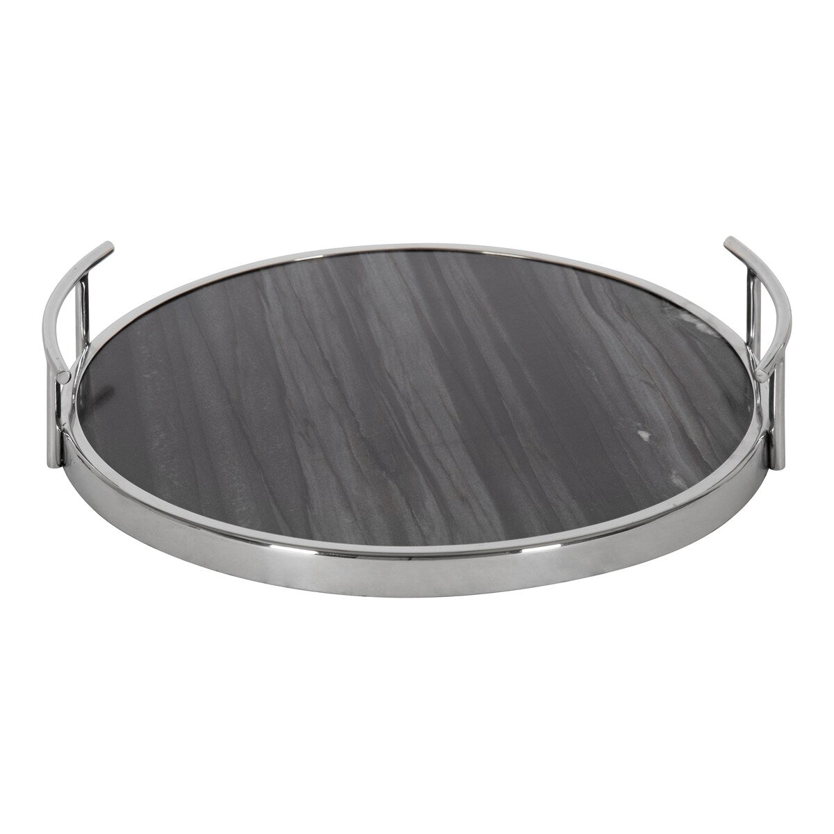 Kate and Laurel Marbury Round Metal Tray