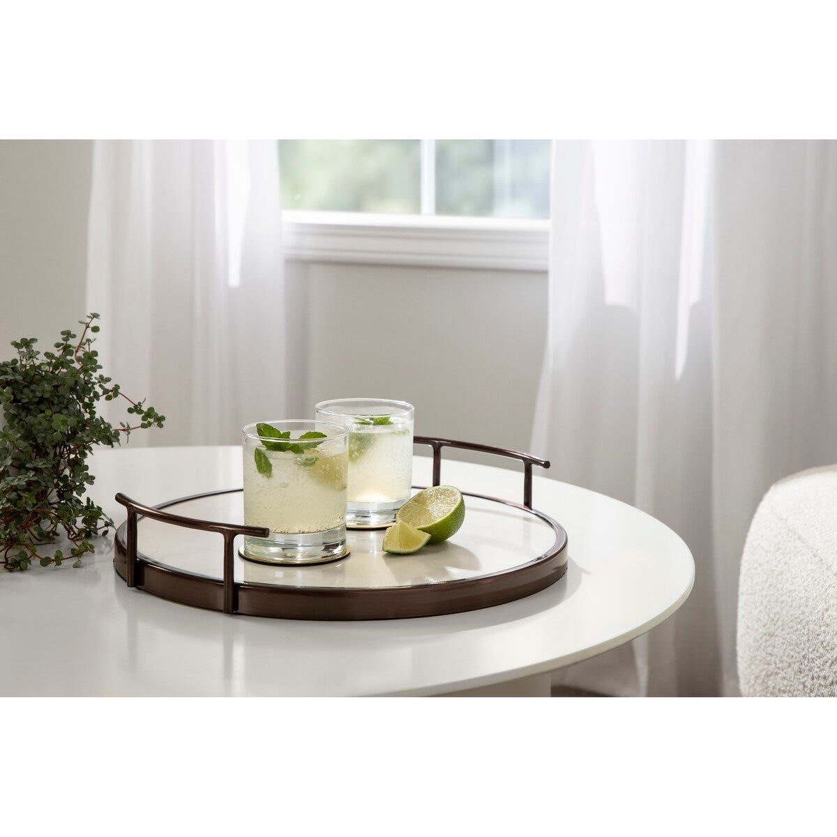 Kate and Laurel Marbury Round Metal Tray