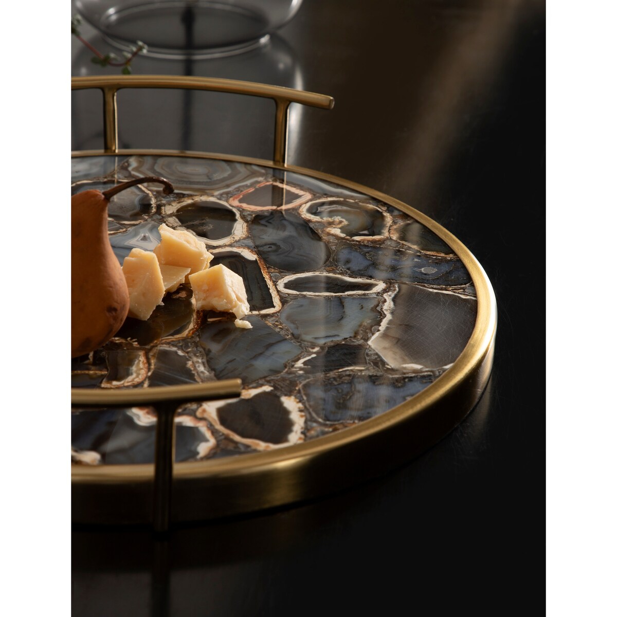 Kate and Laurel Marbury Round Metal Tray