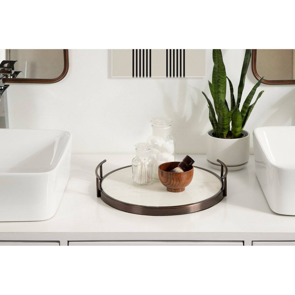 Kate and Laurel Marbury Round Metal Tray