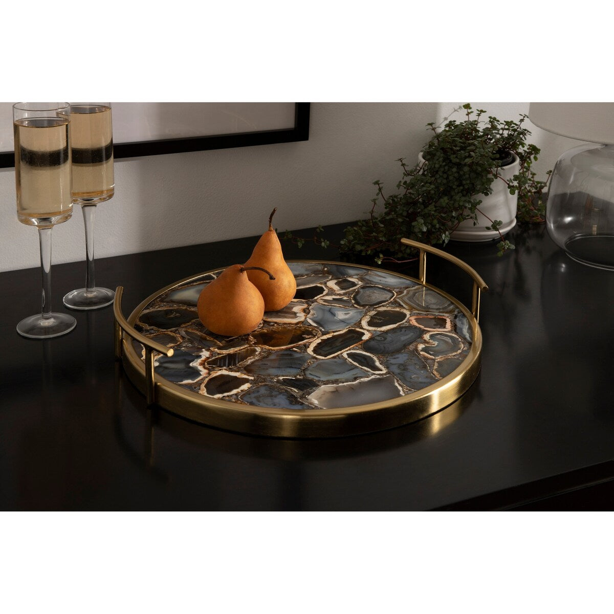 Kate and Laurel Marbury Round Metal Tray
