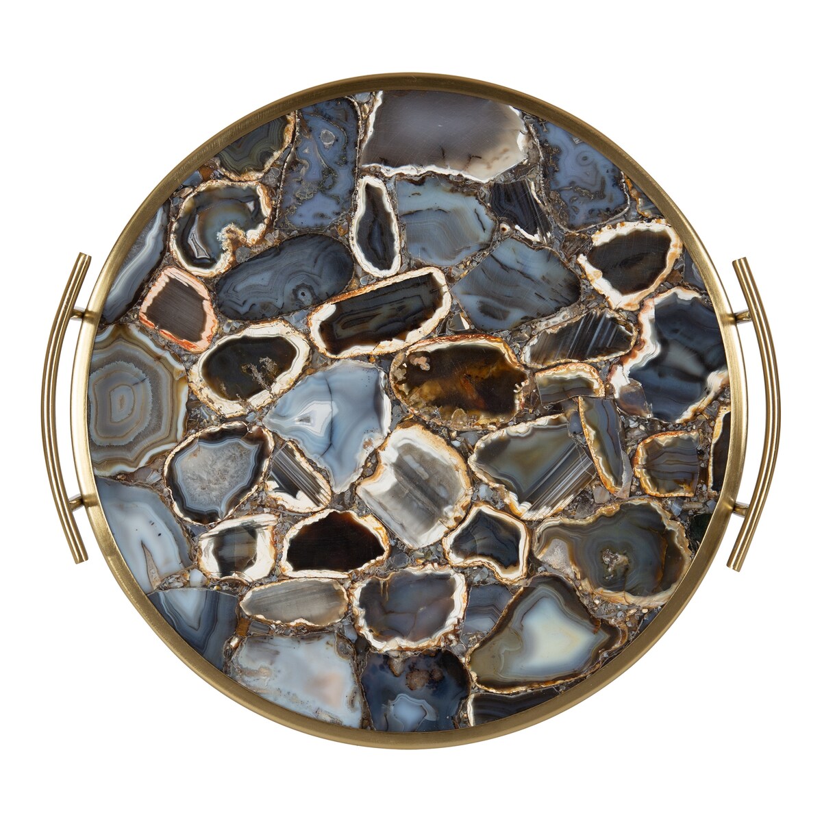 Kate and Laurel Marbury Round Metal Tray