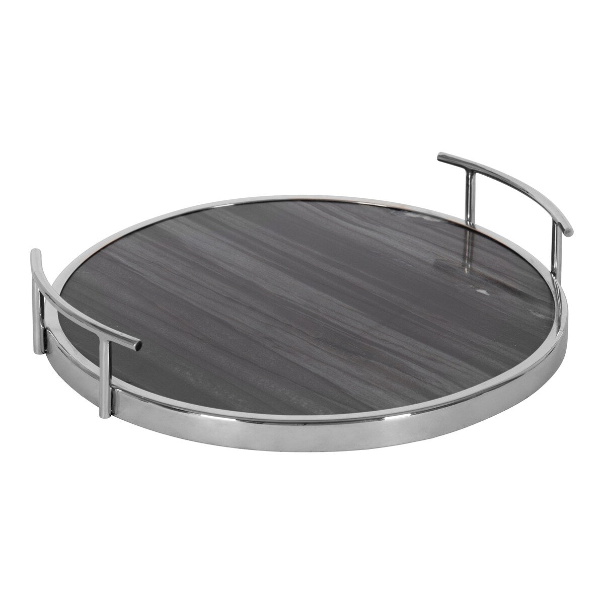 Kate and Laurel Marbury Round Metal Tray