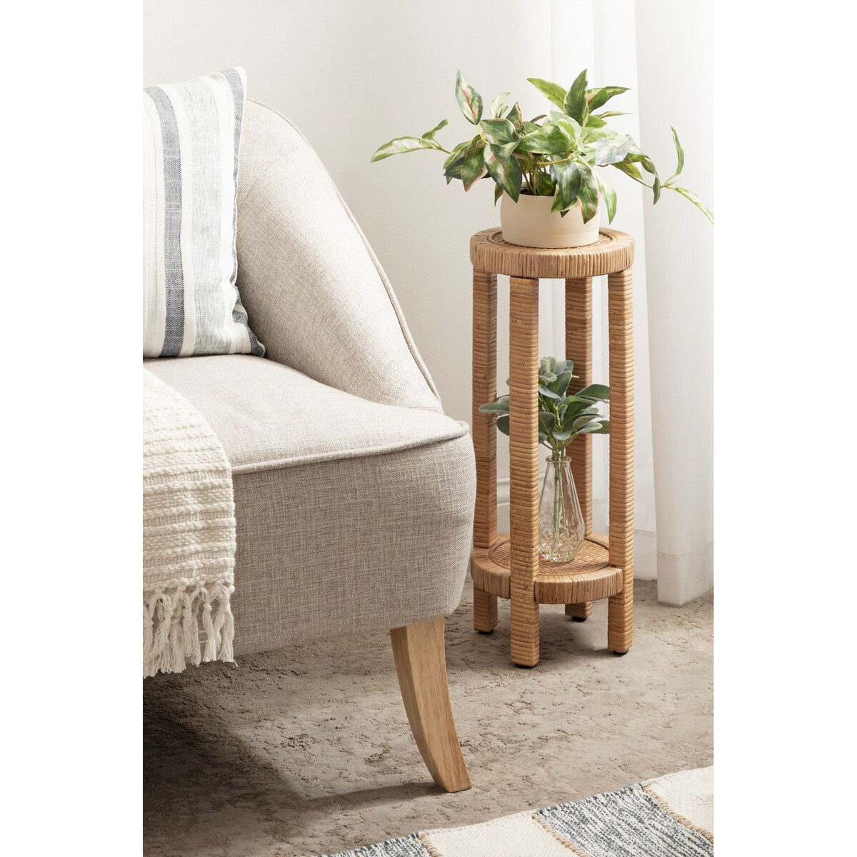 Kate and Laurel Rafina Rattan Drink Table - 9x9x22