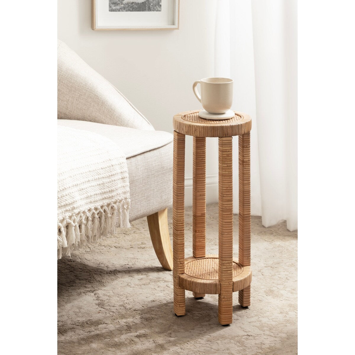 Kate and Laurel Rafina Rattan Drink Table - 9x9x22