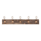 Kate and Laurel Skara Wall Coat Rack Wood with 5 Metal Hooks, Rose Gold - Copper