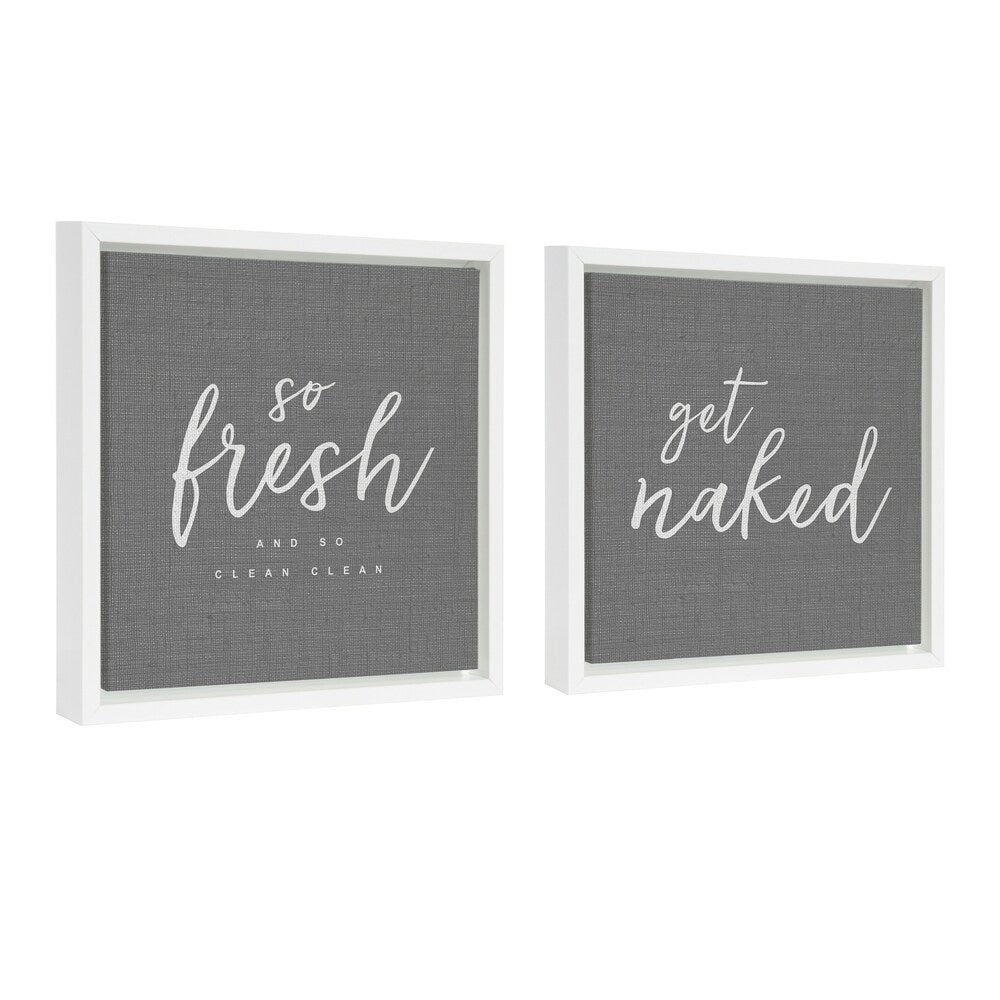 Kate and Laurel Sylvie Bathroom Framed Canvas Art Set - White