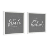 Kate and Laurel Sylvie Bathroom Framed Canvas Art Set - White