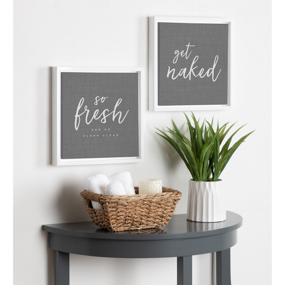 Kate and Laurel Sylvie Bathroom Framed Canvas Art Set - White