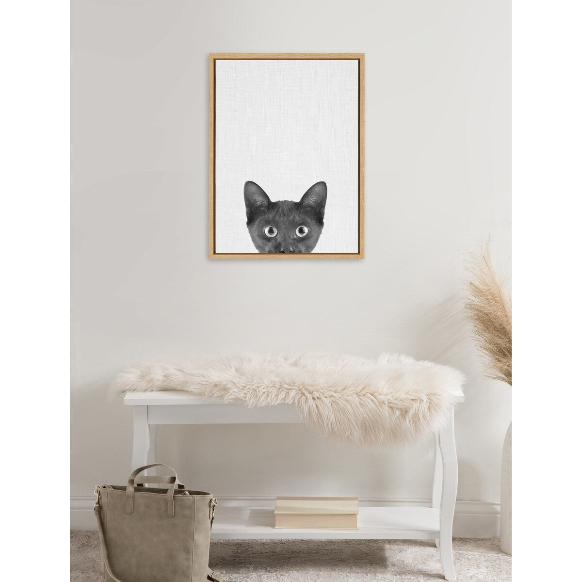 Kate and Laurel Sylvie Black Kitten Framed Canvas by Simon Te of Tai Prints