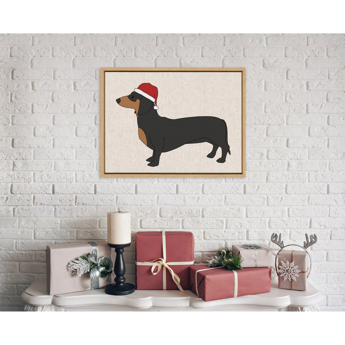 Kate and Laurel Sylvie Dachshund Framed Canvas by Jake Goossen