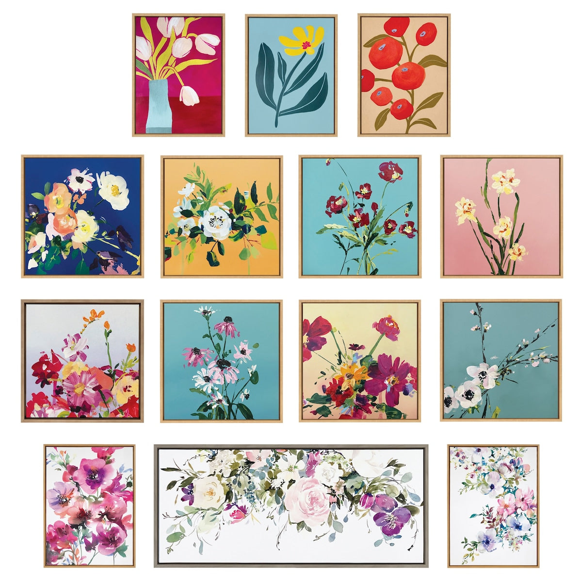 Kate and Laurel Sylvie Ink Wash Floral Framed Canvas by Emma Daisy