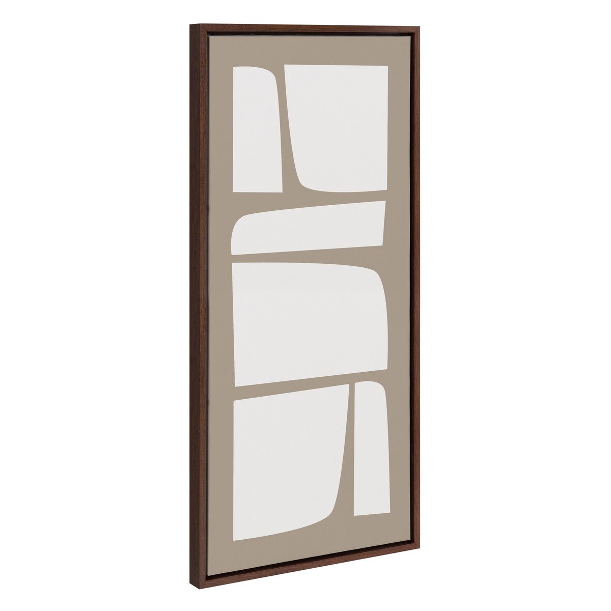 Kate and Laurel Sylvie Neutral Abstract Aztec Shapes Panel Framed Canvas by The Creative Bunch Studio