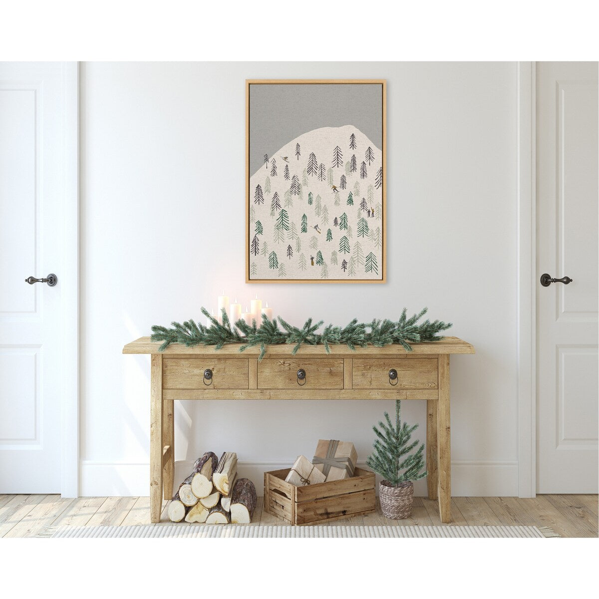 Kate and Laurel Sylvie New Nostalgia Skiers Framed Canvas by Hannah Beisang