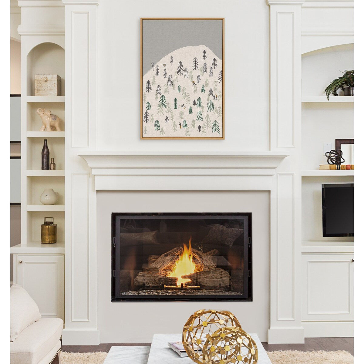 Kate and Laurel Sylvie New Nostalgia Skiers Framed Canvas by Hannah Beisang