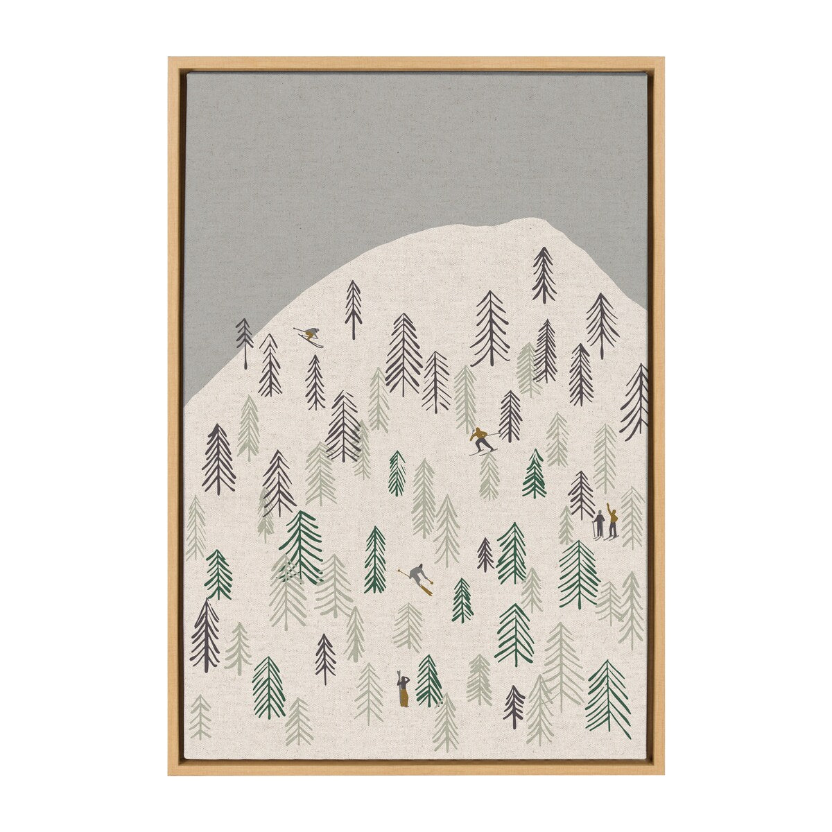 Kate and Laurel Sylvie New Nostalgia Skiers Framed Canvas by Hannah Beisang