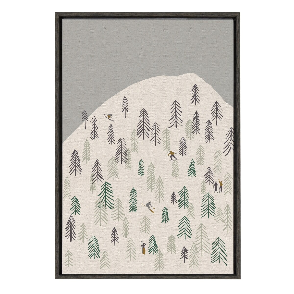 Kate and Laurel Sylvie New Nostalgia Skiers Framed Canvas by Hannah Beisang