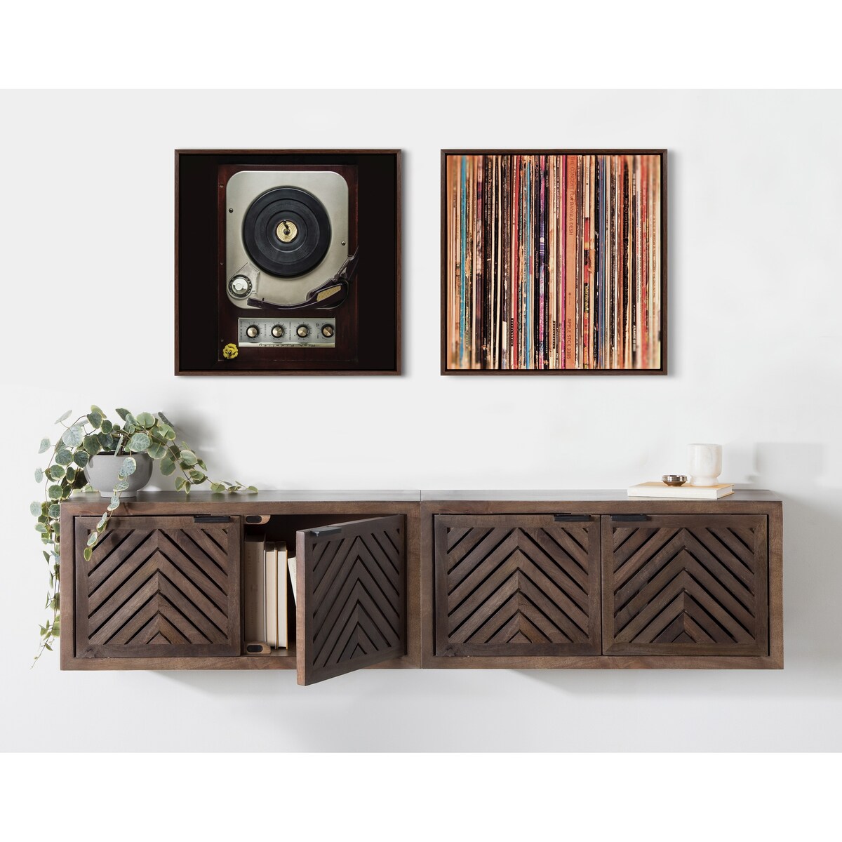 Kate and Laurel Sylvie Record Sleeves Framed Canvas by Robert Cadloff