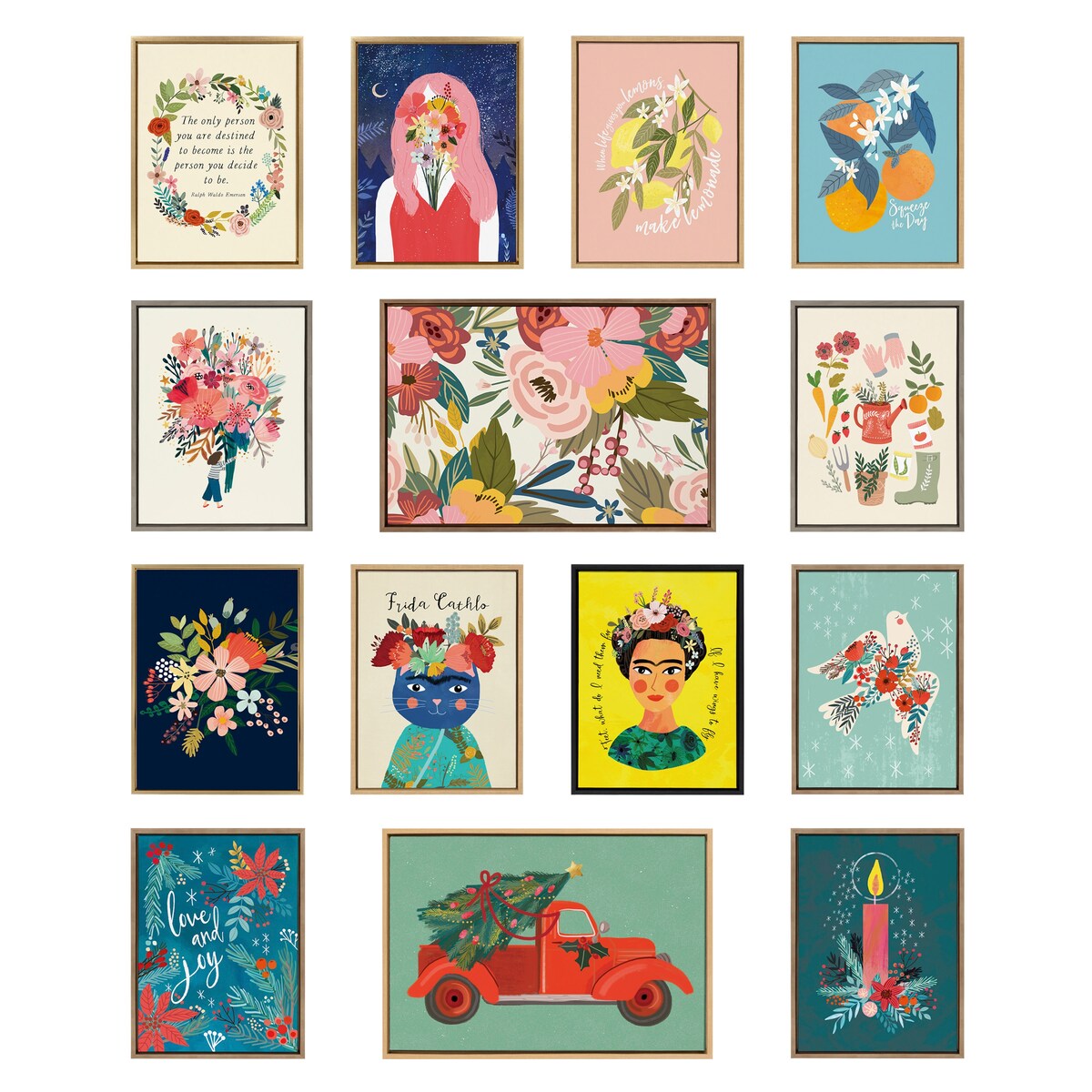 Kate and Laurel Sylvie Softly 1 and 2 Framed Canvas Art by Mia Charro