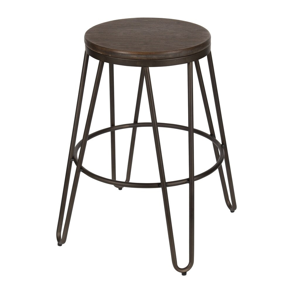 Carbon Loft Hall Wood and Metal Bar Stools (Set of 4)