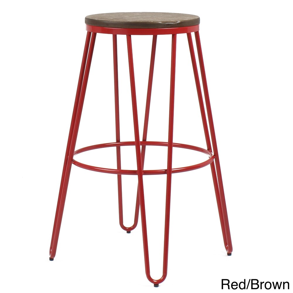 Carbon Loft Hall Wood and Metal Bar Stools (Set of 4)