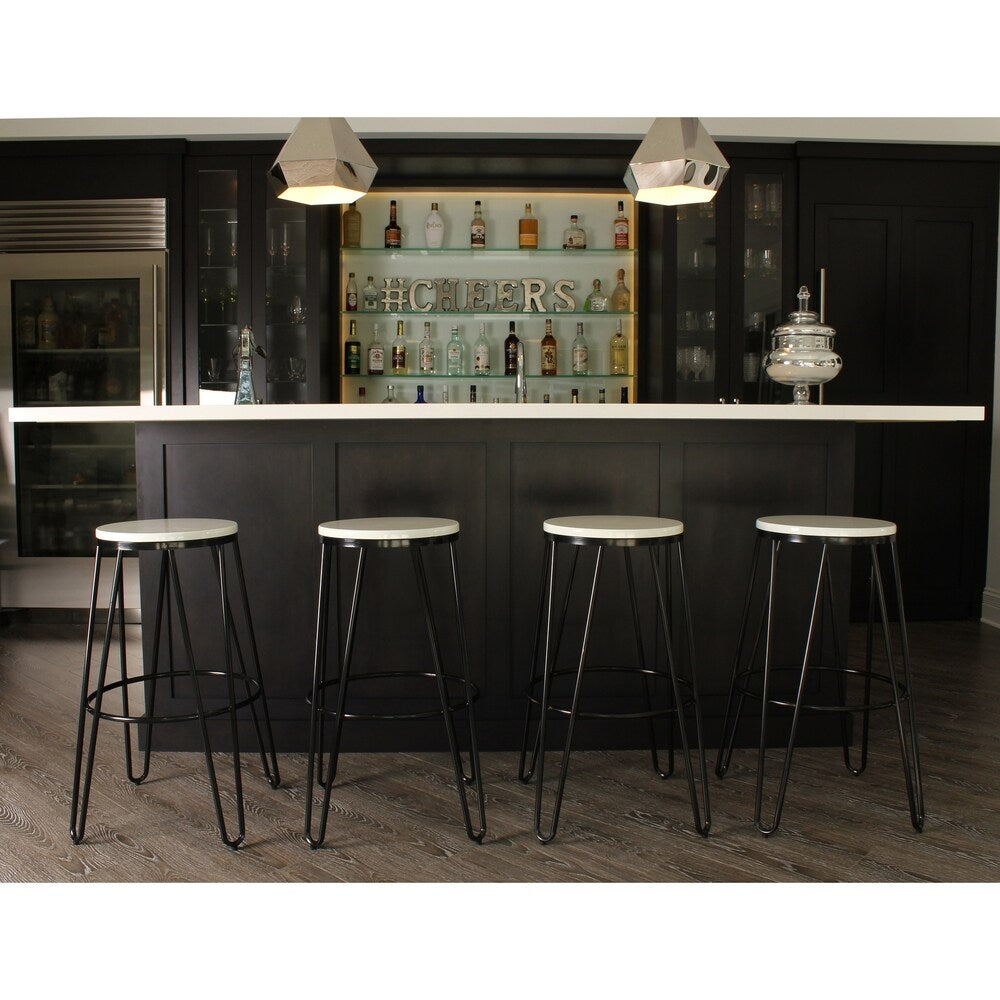 Carbon Loft Hall Wood and Metal Bar Stools (Set of 4)