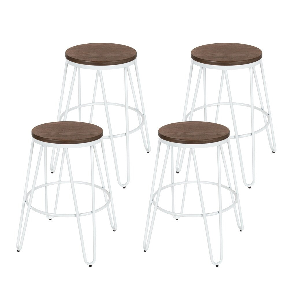 Carbon Loft Hall Wood and Metal Bar Stools (Set of 4)