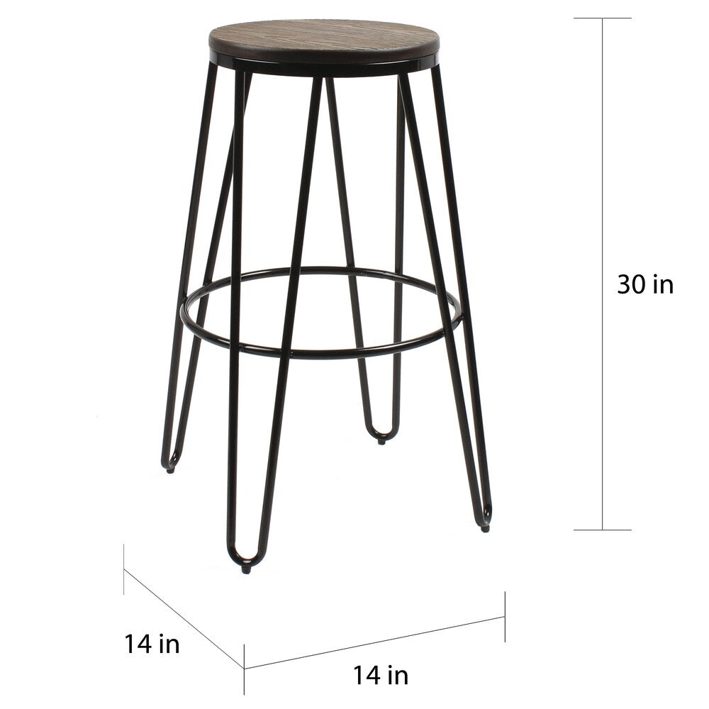 Carbon Loft Hall Wood and Metal Bar Stools (Set of 4)