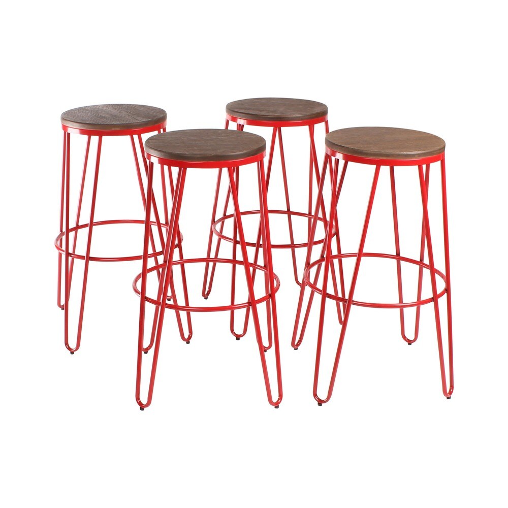 Carbon Loft Hall Wood and Metal Bar Stools (Set of 4)