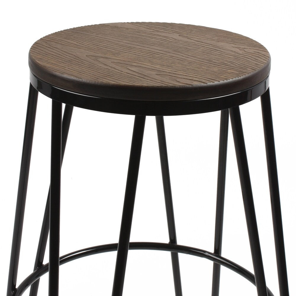 Carbon Loft Hall Wood and Metal Bar Stools (Set of 4)
