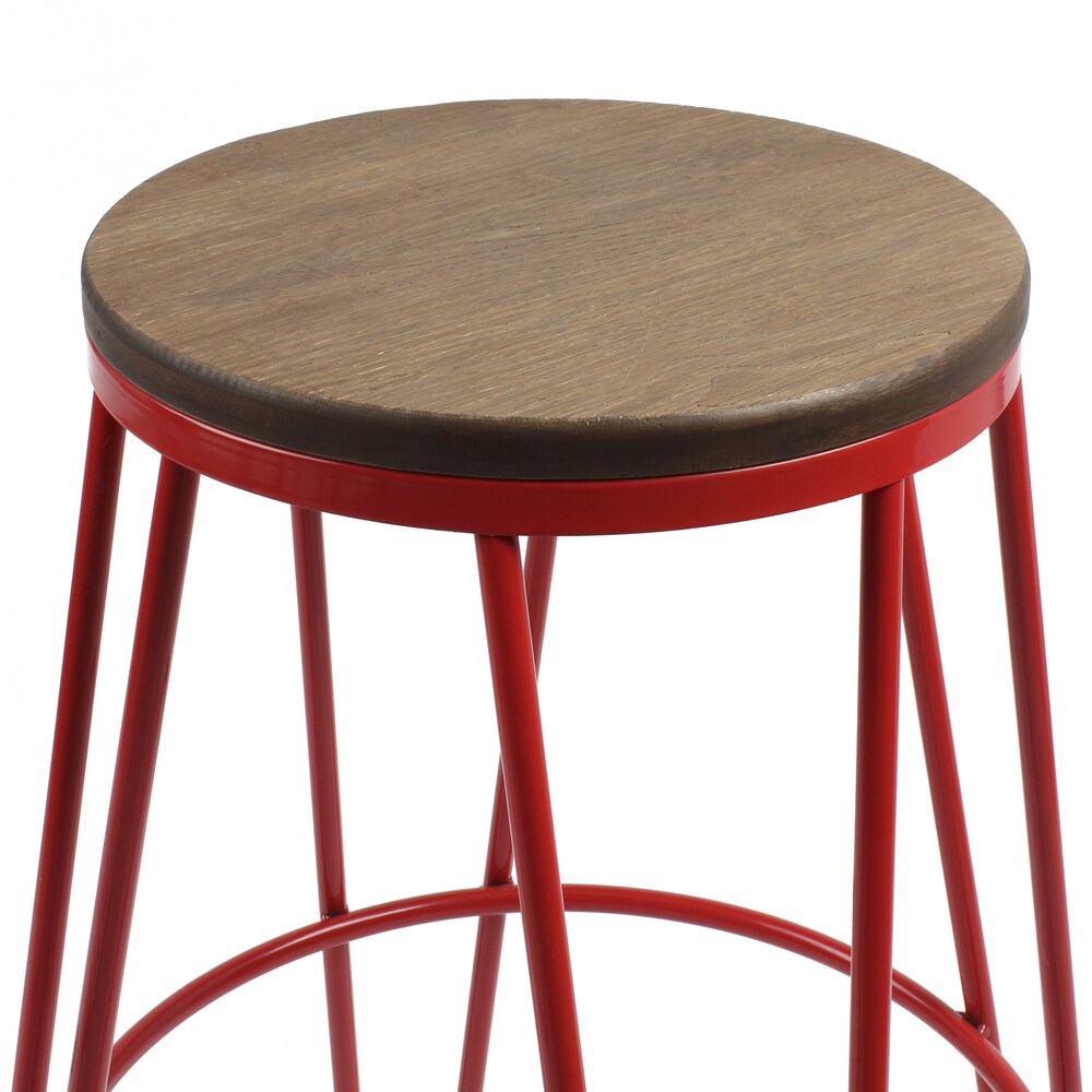 Carbon Loft Hall Wood and Metal Bar Stools (Set of 4)