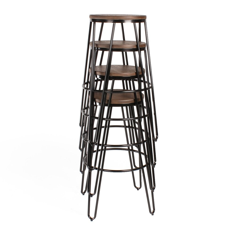 Carbon Loft Hall Wood and Metal Bar Stools (Set of 4)
