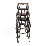 Carbon Loft Hall Wood and Metal Bar Stools (Set of 4)