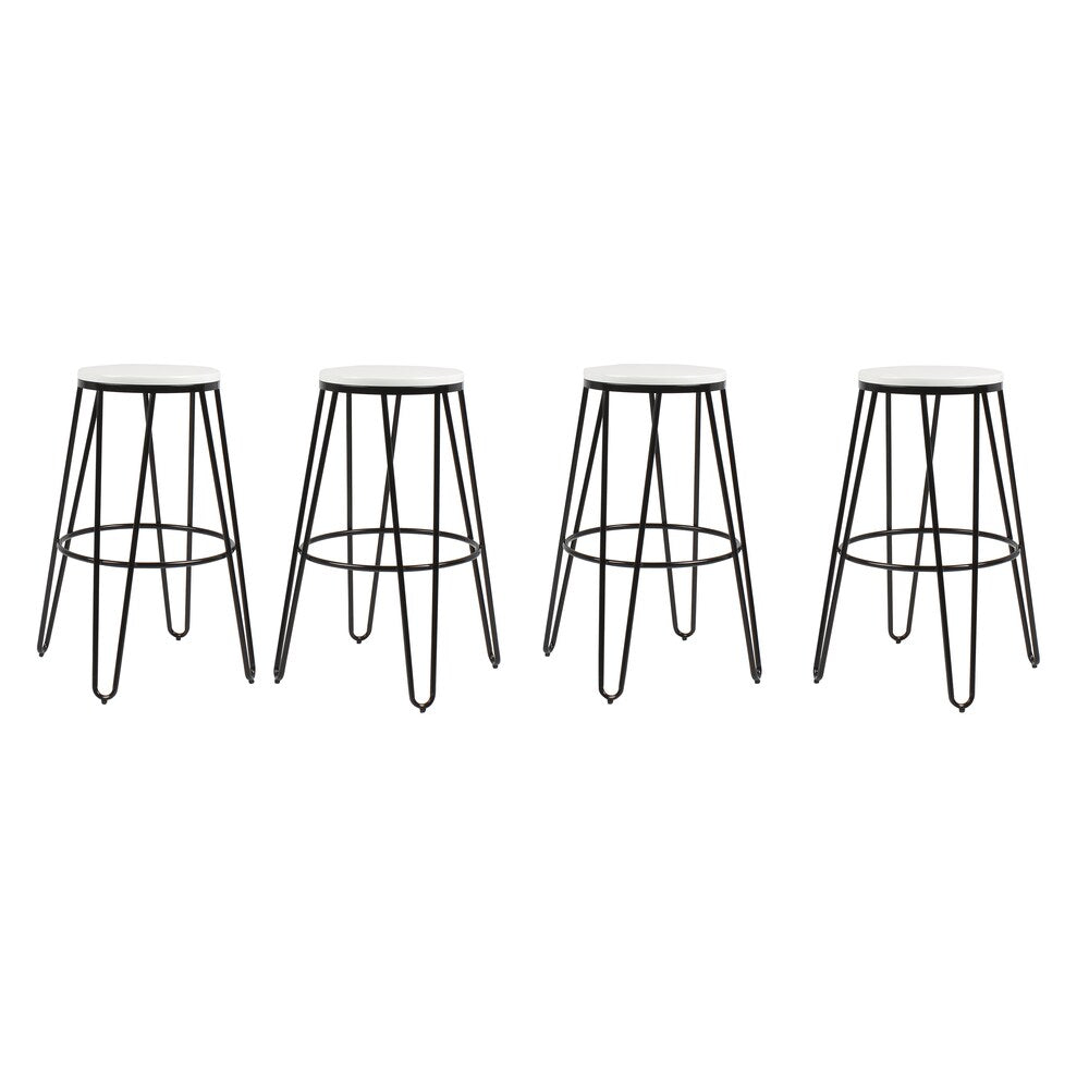 Carbon Loft Hall Wood and Metal Bar Stools (Set of 4)