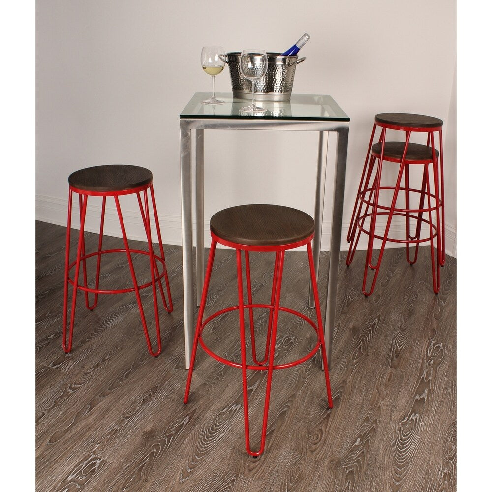 Carbon Loft Hall Wood and Metal Bar Stools (Set of 4)
