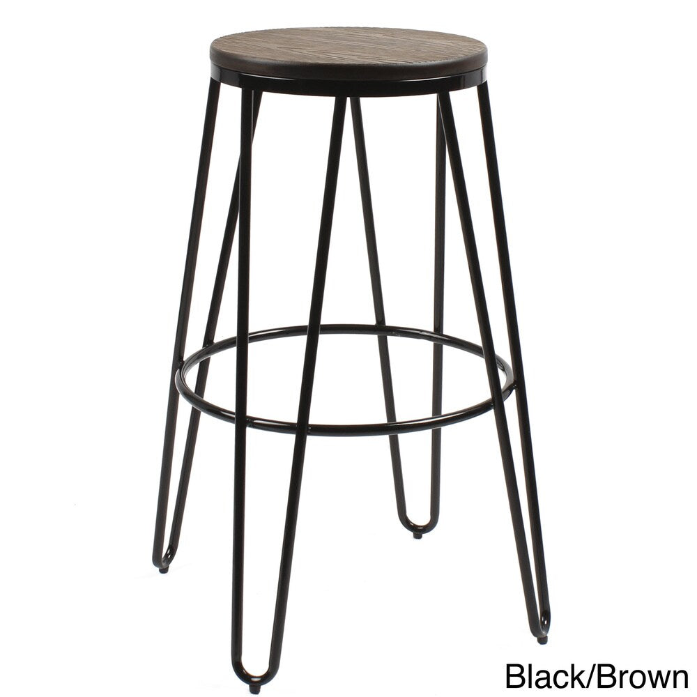 Carbon Loft Hall Wood and Metal Bar Stools (Set of 4)