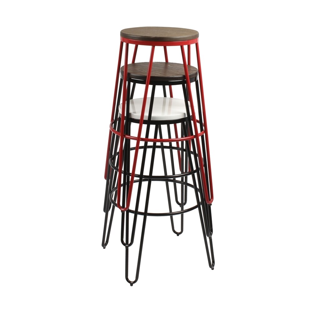 Carbon Loft Hall Wood and Metal Bar Stools (Set of 4)