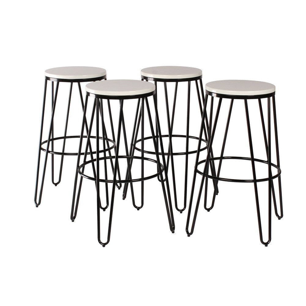 Carbon Loft Hall Wood and Metal Bar Stools (Set of 4)