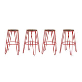Carbon Loft Hall Wood and Metal Bar Stools (Set of 4)