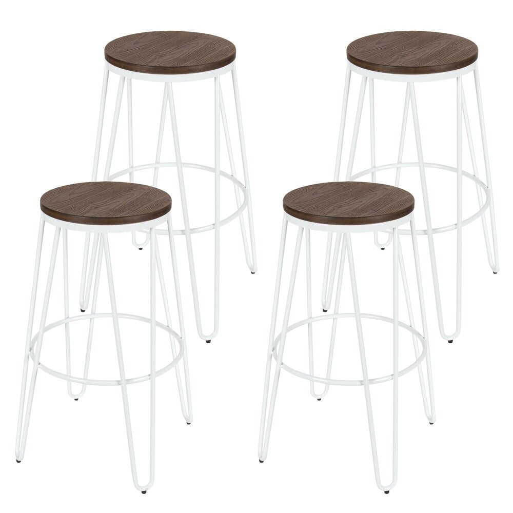 Carbon Loft Hall Wood and Metal Bar Stools (Set of 4)