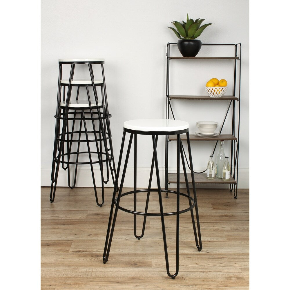 Carbon Loft Hall Wood and Metal Bar Stools (Set of 4)