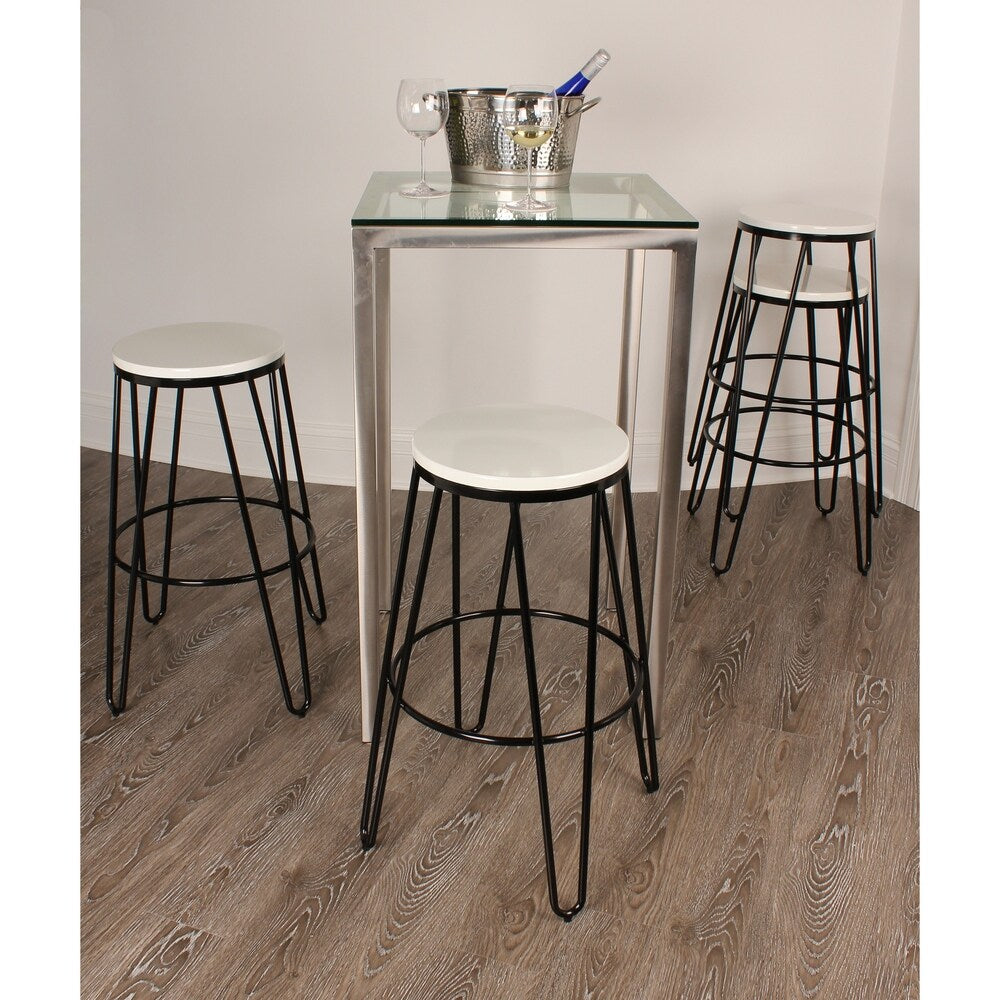 Carbon Loft Hall Wood and Metal Bar Stools (Set of 4)