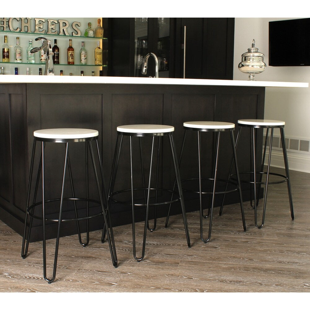Carbon Loft Hall Wood and Metal Bar Stools (Set of 4)