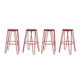 Carbon Loft Hall Wood and Metal Bar Stools (Set of 4)