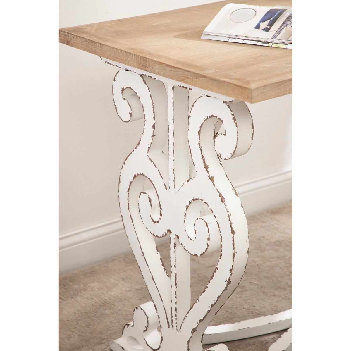 Kate and Laurel Wyldwood Rustic Carved Wood Desk
