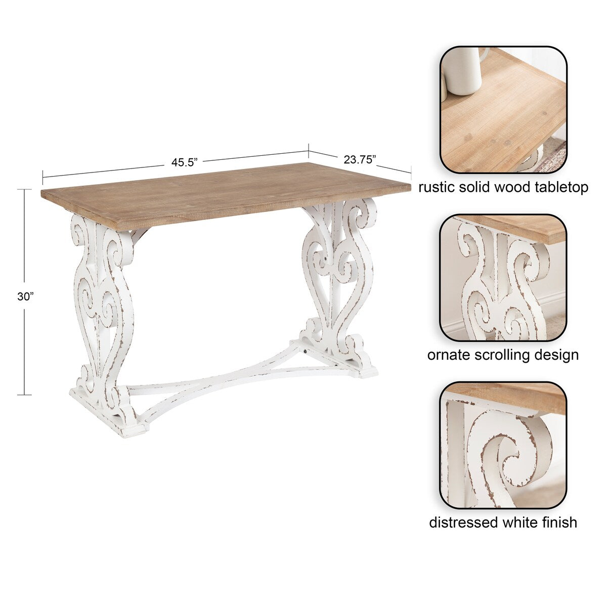 Kate and Laurel Wyldwood Rustic Carved Wood Desk
